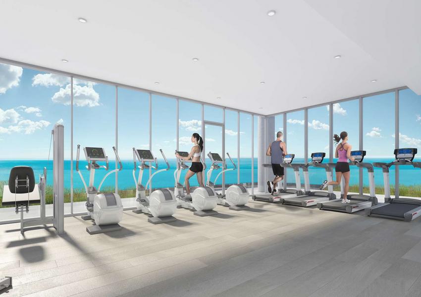 The state-of-the-art Fitness Centre comes complete with cardio and weight-lifting equipment, coupled with magnificent lake views